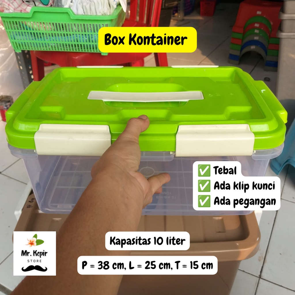 Box kontainer bening 10 liter sedang / transparan / pendek / plastik / kotak serbaguna / kotak kue /