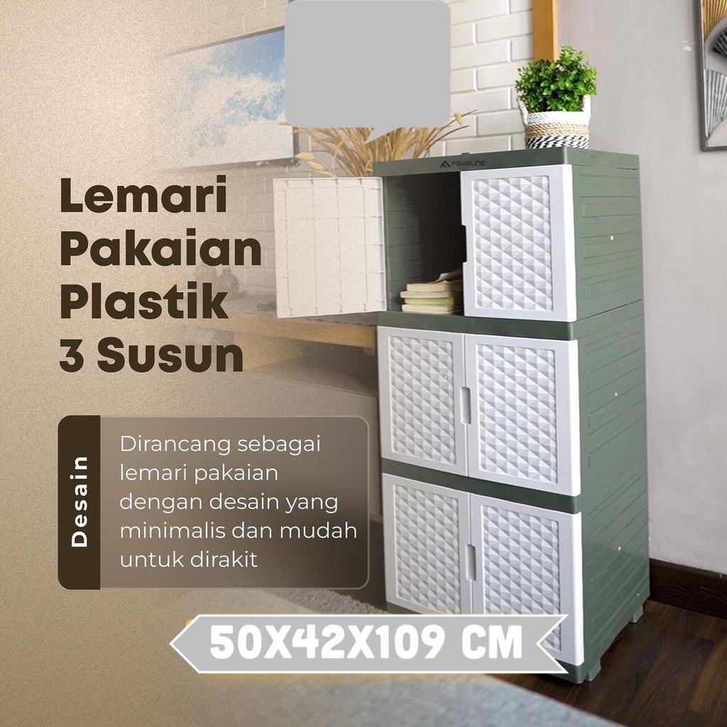 Lemari Plastik Susun 3 Mini Diamond Titan