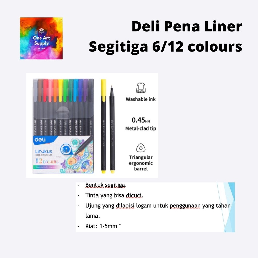 

Deli Pen Liner Segitiga 12 warna