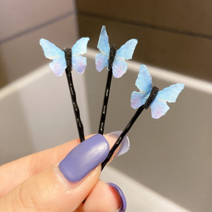 4pcs Retro Blue Butterfly Hair Clip/ Fashion The Word  Barrette / Wave Hairpins /Invisible Hair Clips