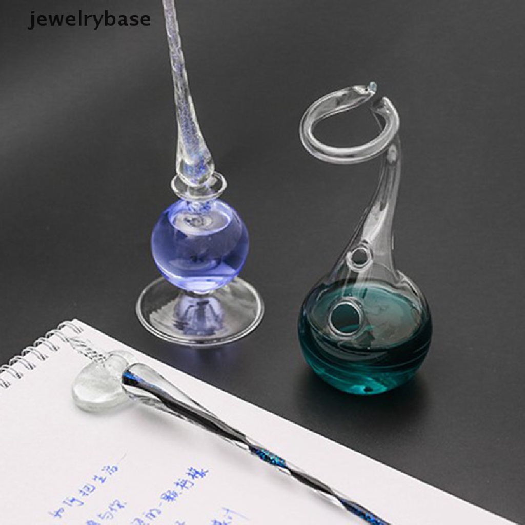 [Base] 1pc Handicraft All-Clear Glass Inkwell Dip Pen Holder Furniture Decoration Boutique