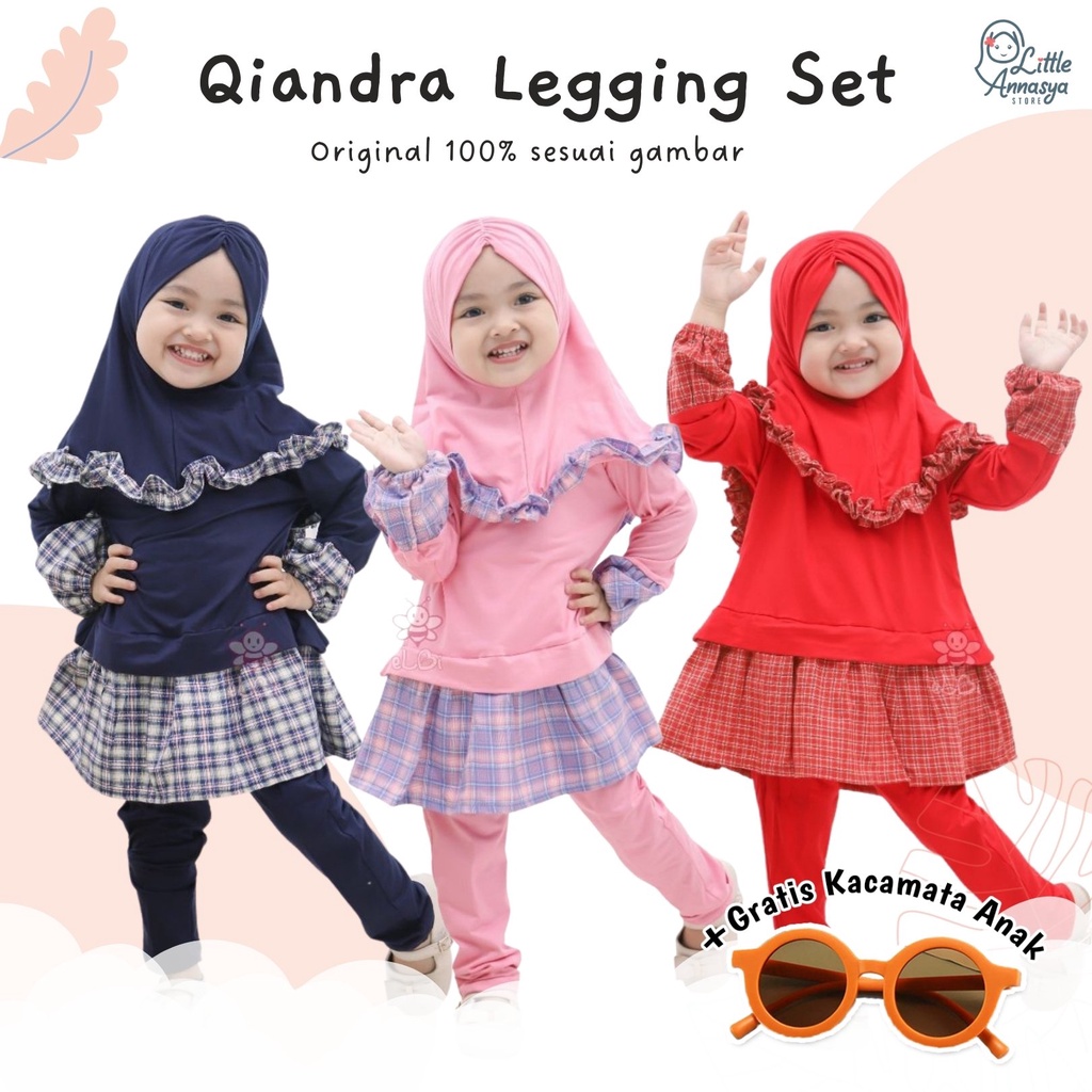 Gamis Anak Qiandra Set / Baju Muslim Anak Perempuan eLBi / Baju Muslim Anak 1-6 Tahun