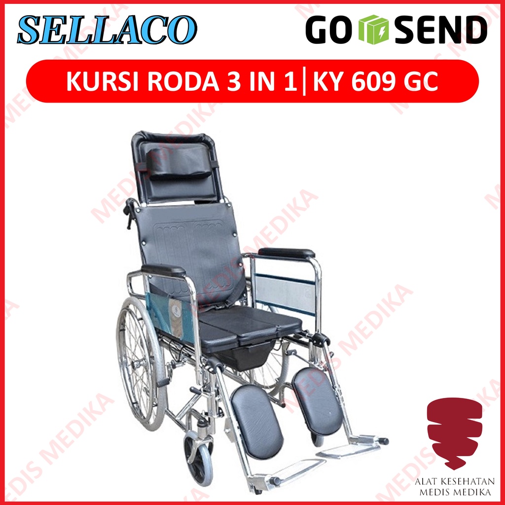 GOJEK ONLY Kursi Roda 3in1 Sella KY609GC Tidur Duduk Toilet KY 609 GC