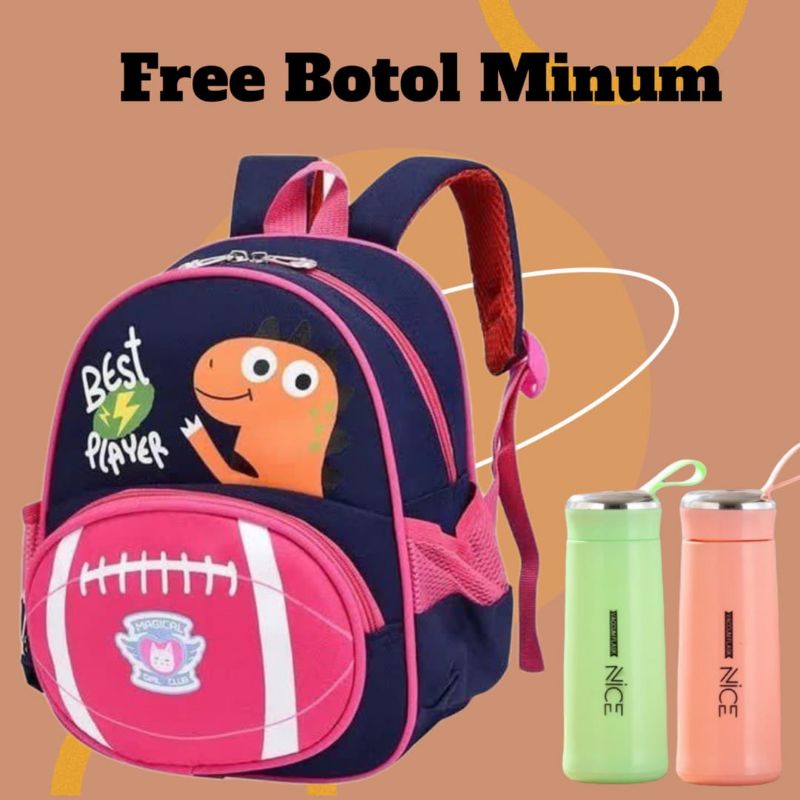 Tas Ransel Sekolah Anak TK dan SD Motif Dino dan Kuda Poni