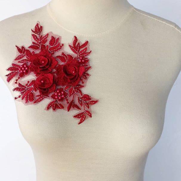 Good Seller Lace bordir bunga 3d/bordir tempel