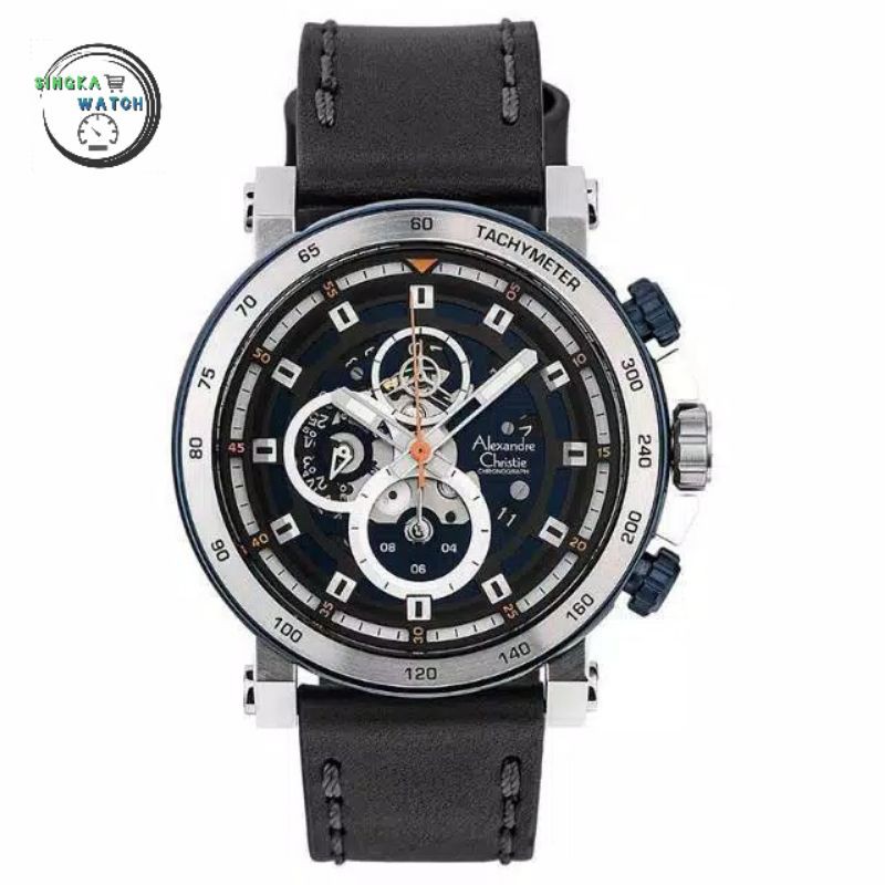 JAM TANGAN COWOK ALEXANDRE CHRISTIE AC ORIGINAL SERI 6429MC HITAM SILVER