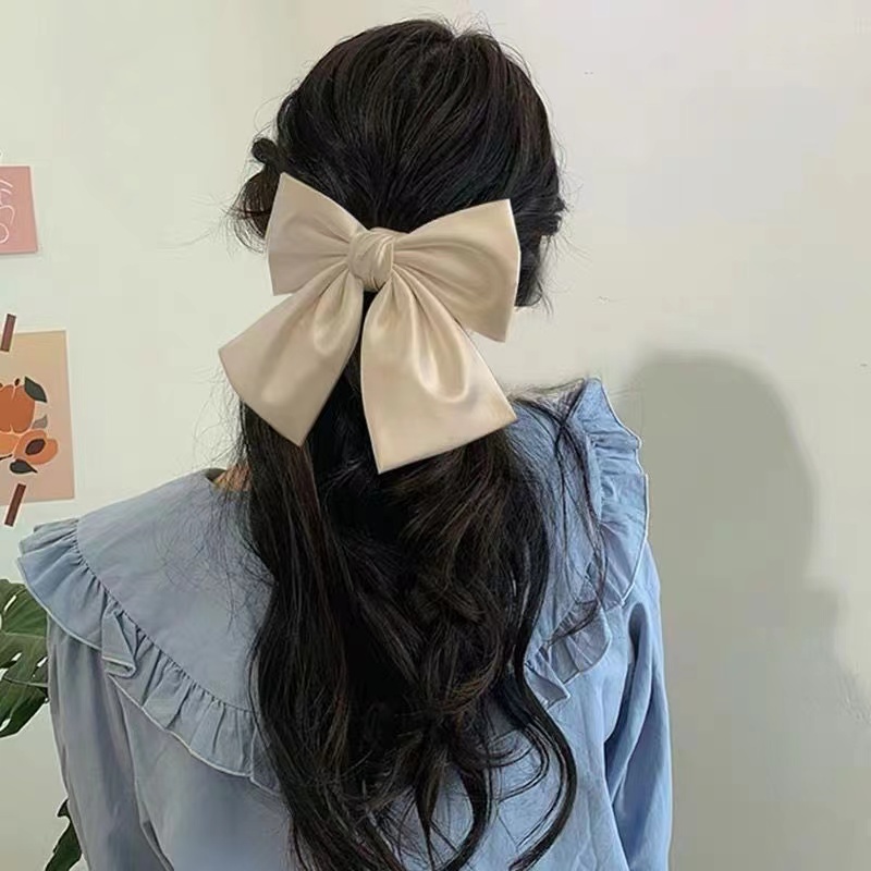 Jepit Rambut Kupu Kupu Pita Besar Bahan Satin Korean Style