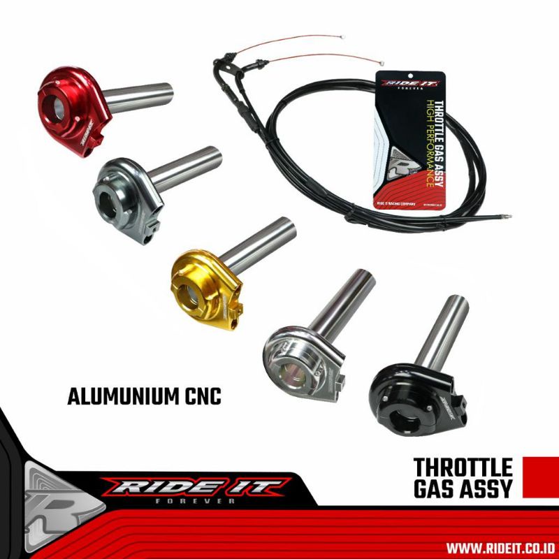 Gas spontan 2 kabel 190 cm Ride it  full cnc premium universal motor Nmax , PCX , aerox , Vixion ,Cbr ,ninja