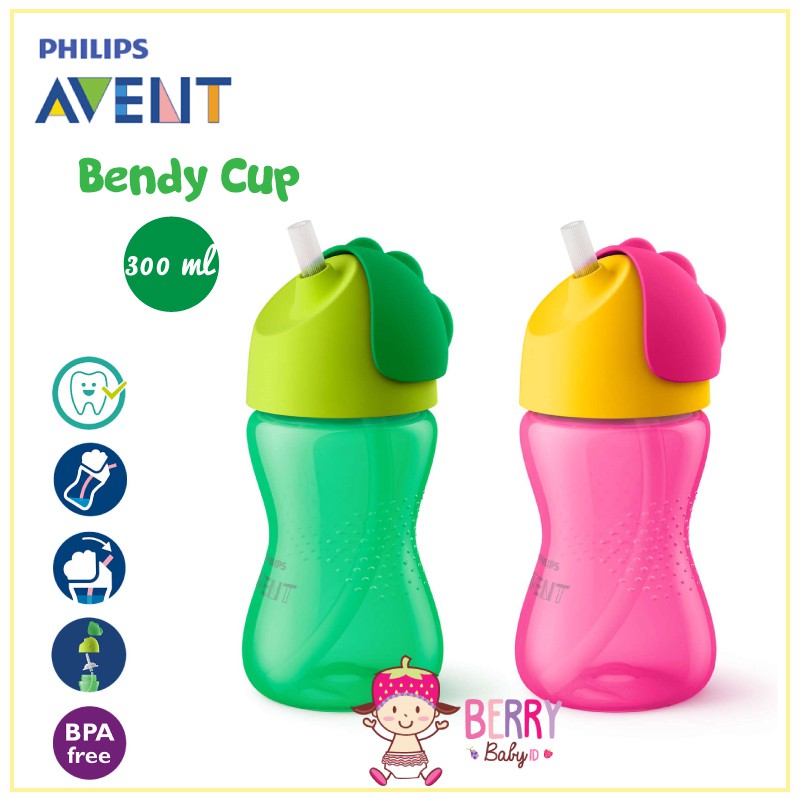 Philips Avent Bendy Straw Cup Botol Sedotan Bayi 300 ml / 10 oz Berry Mart