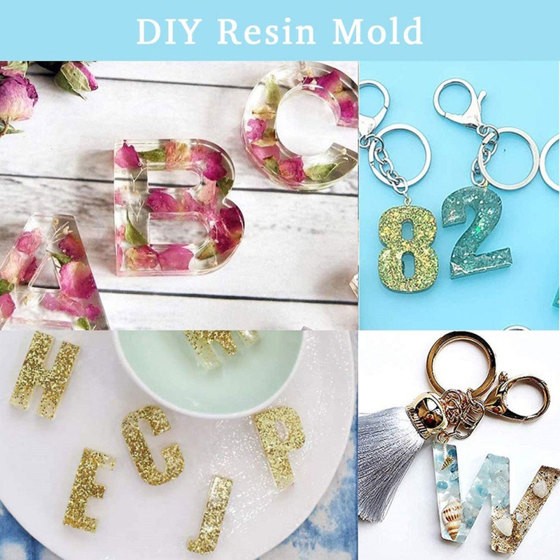 SIY  1 Set Alphabet Letter Number Key Pendant Silicone Mould DIY Crafts Jewelry Keychain Making Tool Crystal Epoxy Resin Mold