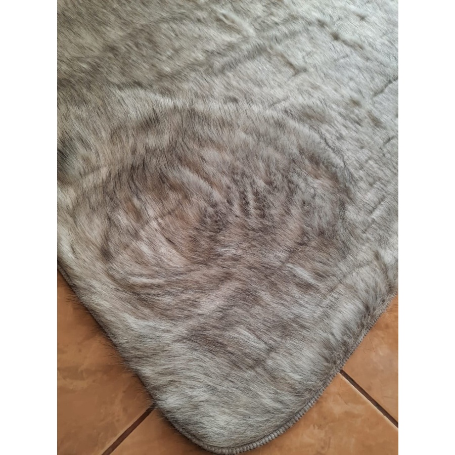 Karpet Bulu Panjang Elf Fur 100x150 Tikar Lantai Anti Slip Silver Grey-2
