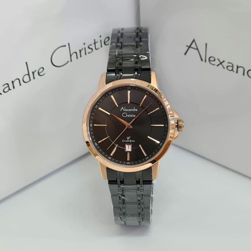 2020 - Jam Alexander Christie Wanita 8636LD Black Rosegold - Original, Cantik Elegan