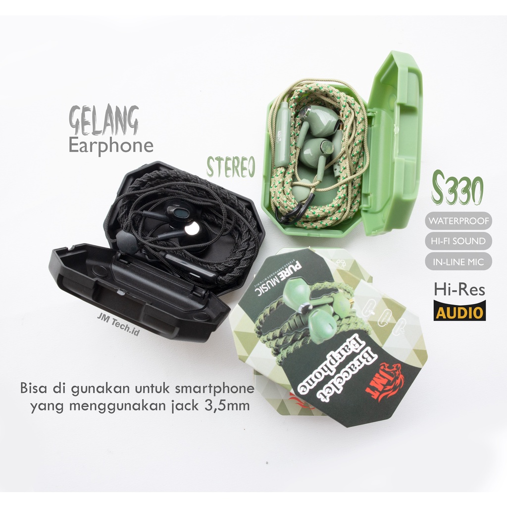 Jm Tech Headset Gelang Earphone S330 Waterproof HIfi & Stereo