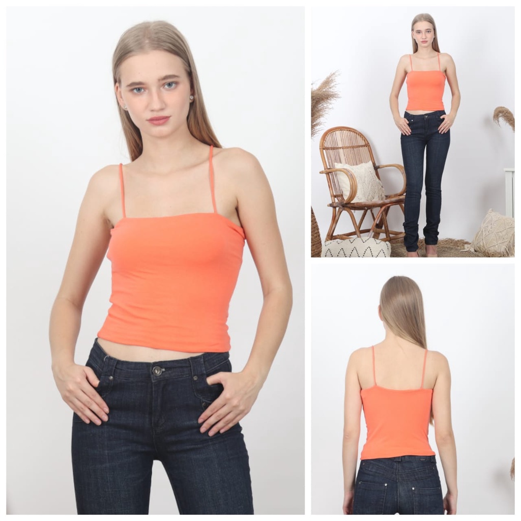 Straight Neck Crop Cami Top Branded Export Termurah