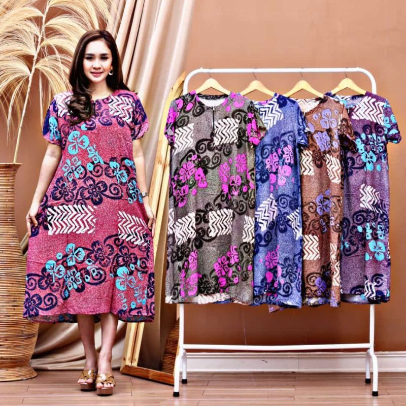 (3 PCS) Daster lengan pendek motif abstrak monocrome baju busui bumil murah asli pekalongan baju wanita