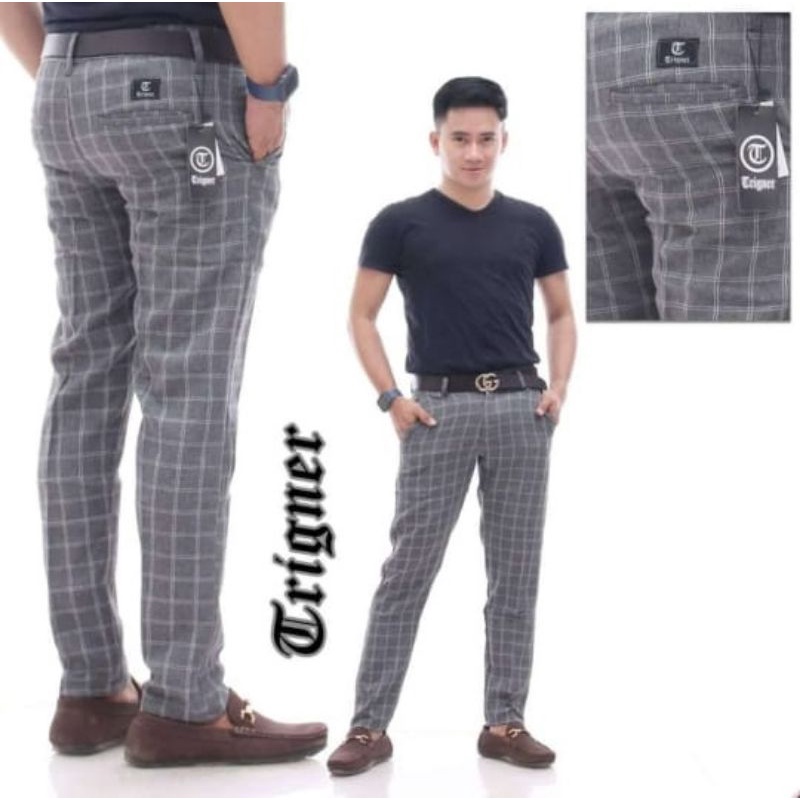 Celana Tartan Pria Premium Chino . Celana  Cino Pria Premium