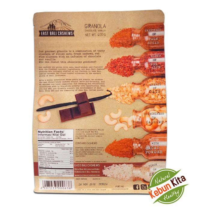 

Terfavorit Granola Cashew Choco Vanila 400gr ( Kacang Mete )