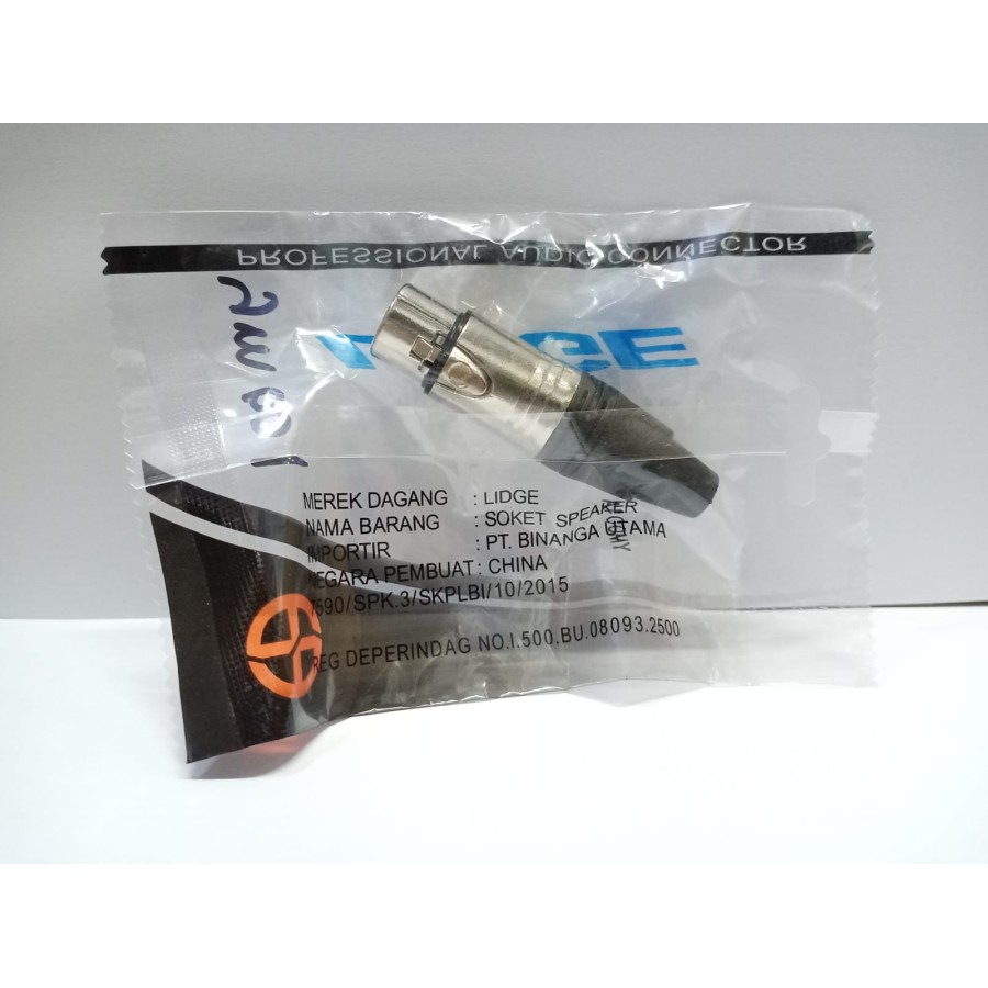 JACK XLR FEMALE 3 PIN KONEKTOR LIDGE YM 001A