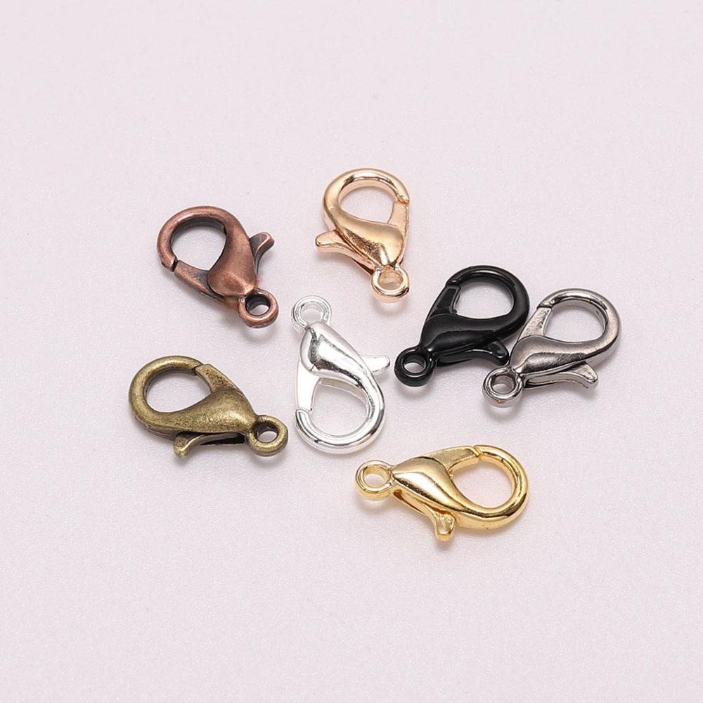 50 Pcs Konektor Kait Lobster Ukuran 6x12mm Untuk Membuat Perhiasan Kalung Gelang Rantai