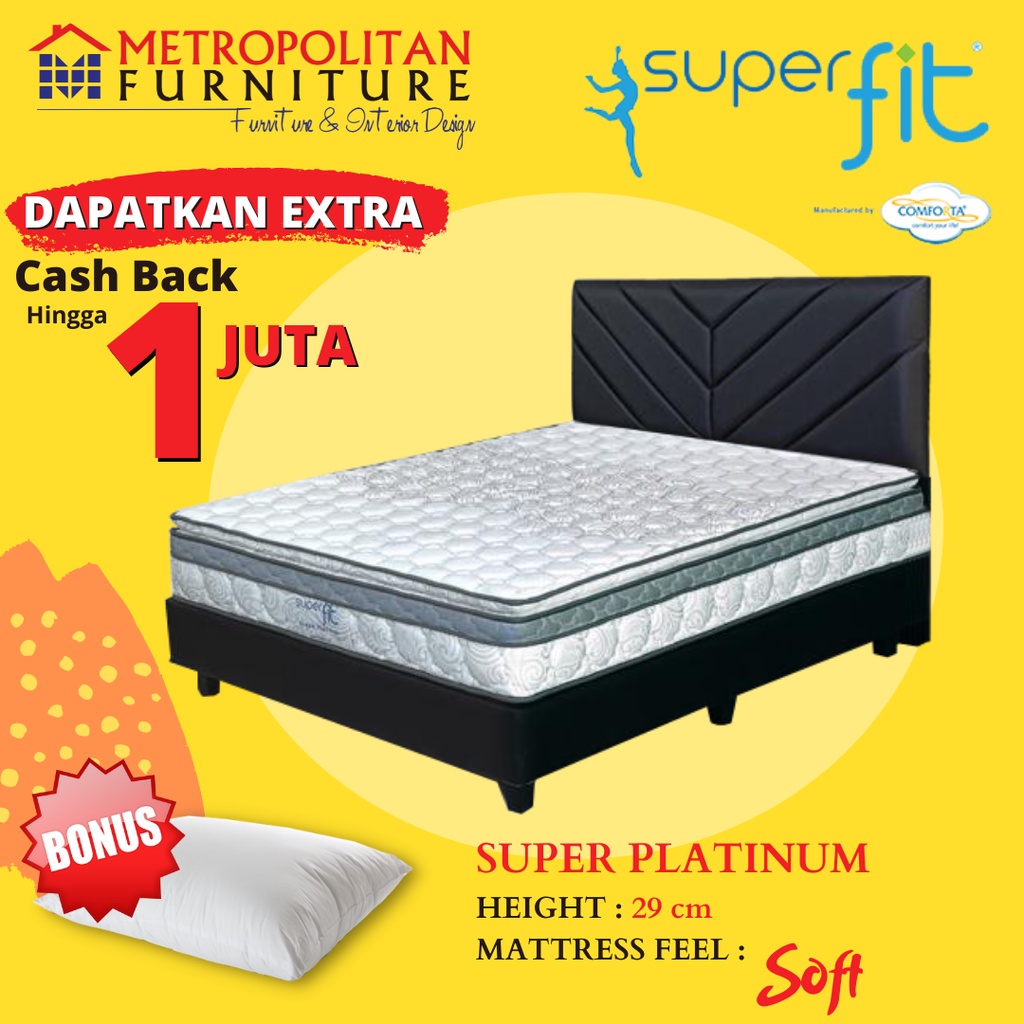 Kasur Springbed Comforta SuperFit Super Platinum FULL SET Sandaran Carter