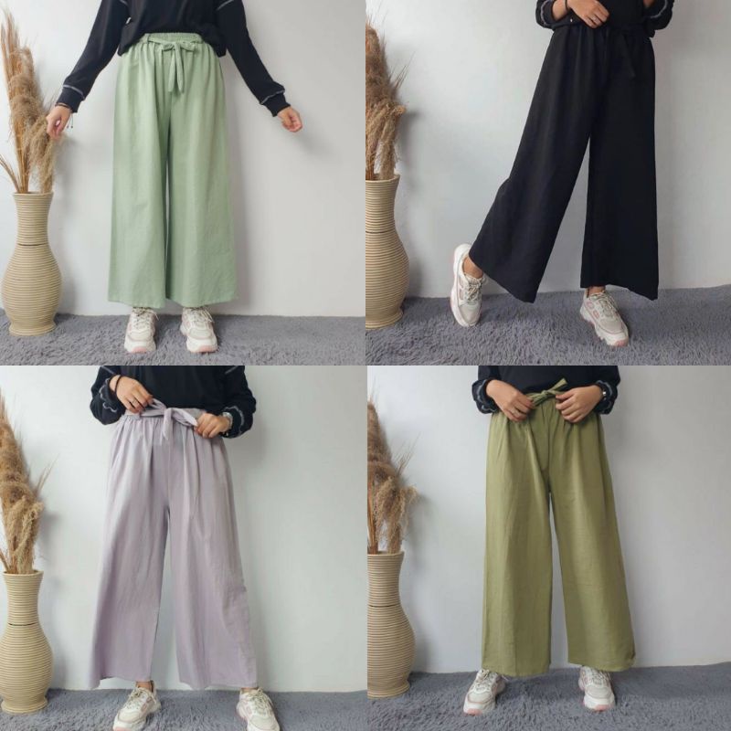 KULOT RIBBON TALI - CELANA KULOT TALI LINEN RAMI PREMIUM - CELANA KULOT LINEN HIGHWAIST - CELANA WAN