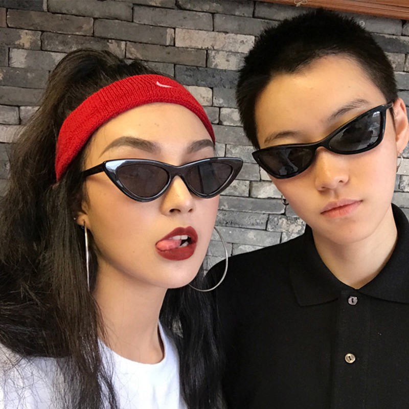 (YUZHU) Bayar di Tempat Kacamata Hitam 2018 Korean Ulzzang Triangle Vintage Cat Eye Sunglasses Women Men