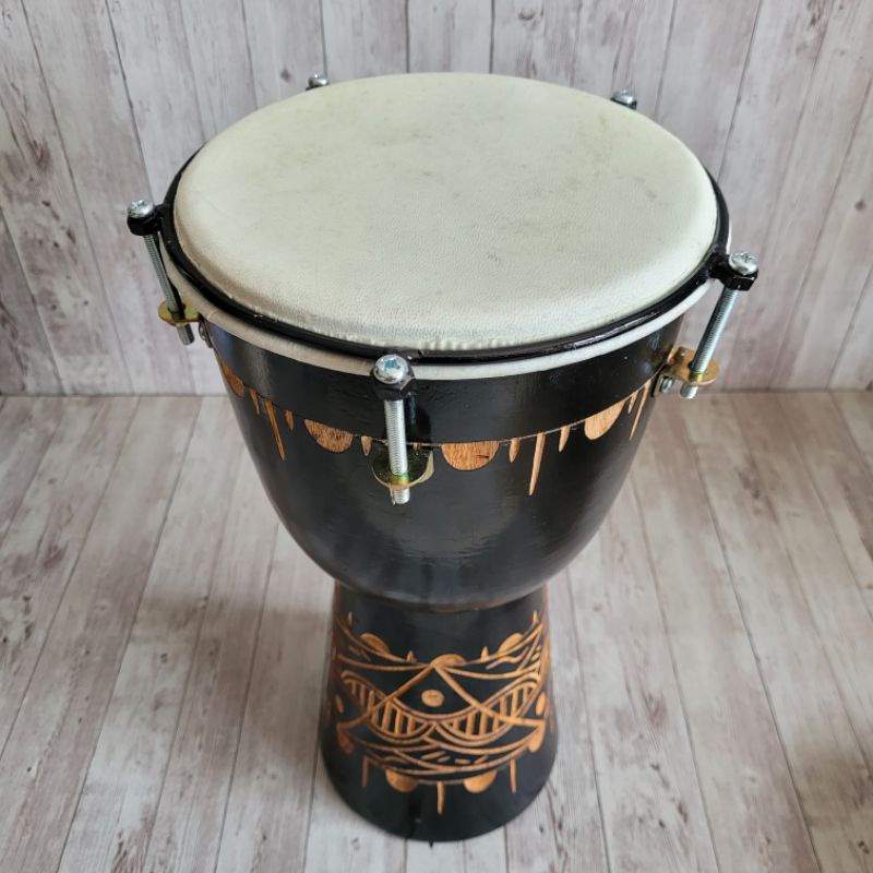 Kendang Gendang Jimbe Darbuka Pakai Mika 8 Inch Ukir Super Black Berkualitas