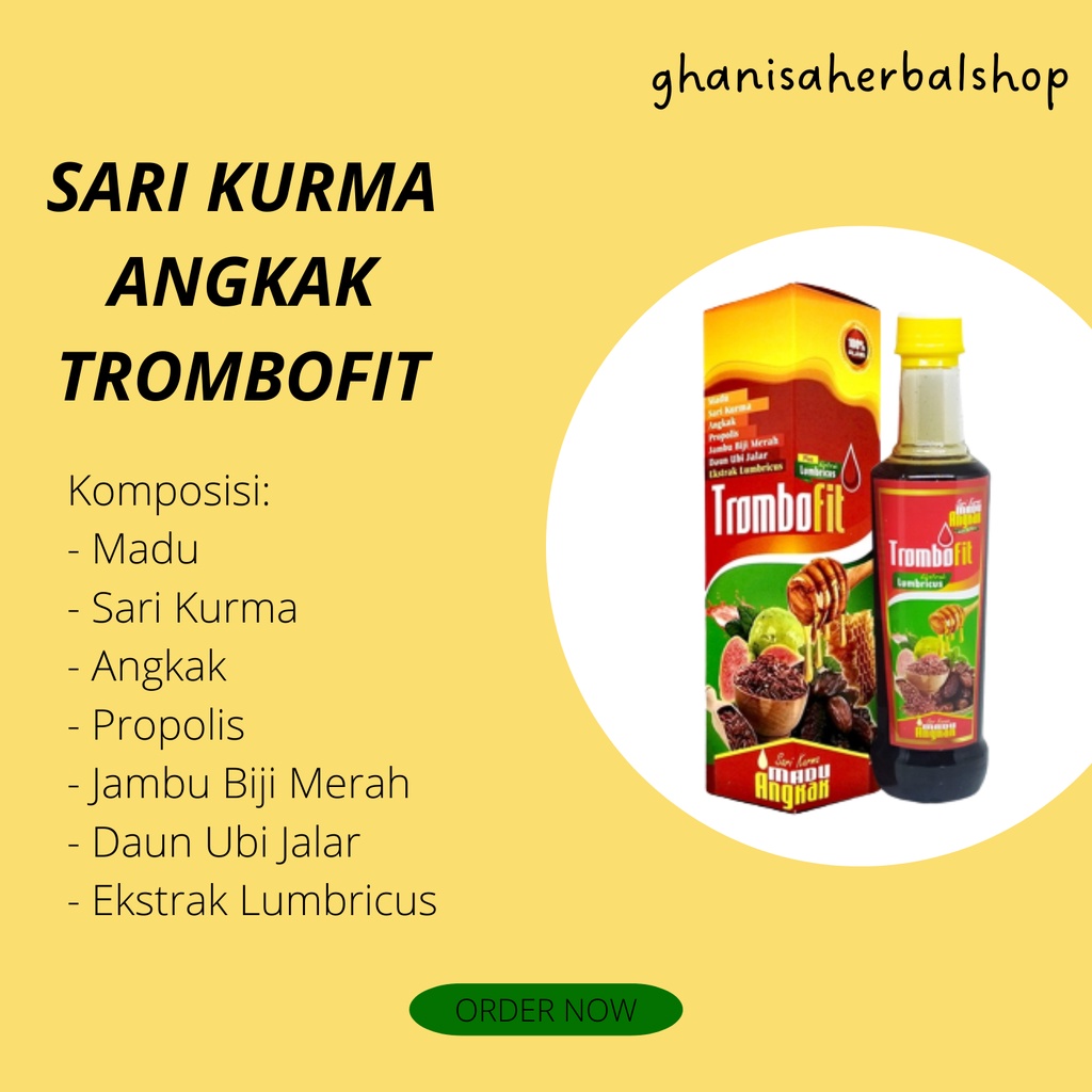 

SARI KURMA MADU ANGKAK TROMBOFIT PLUS JAMBU BIJI DAN PROPOLIS HERBAL DBD TYPHUS 470GRAM ORIGINAL