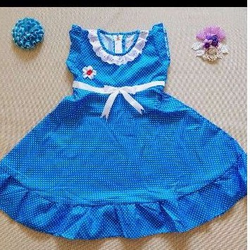 Dress anak 4 5 tahun gaun anak cewek katun rempel baju anak cewek perempuan ( dress polka Dinda )