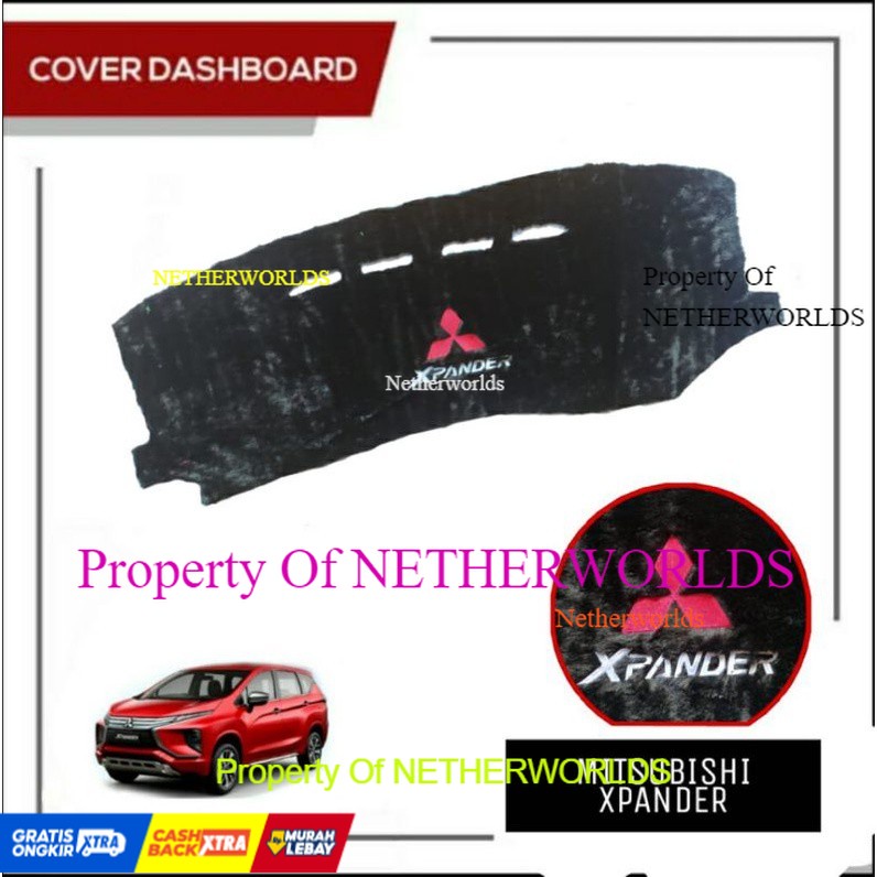 Cover Dashboard mobil Bulu Rasfur Bordir Xpander Hitam