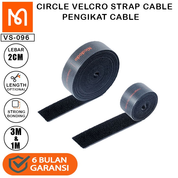 Mcdodo VS-096 Velcro Strap Pengikat Perekat Klip Kabel Charger Hp Laptop TV Komputer 1M 3M