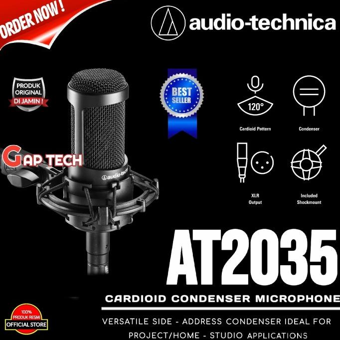 Jual Audio Technica AT2035 / AT 2035 Cardioid Condenser Microphone ...