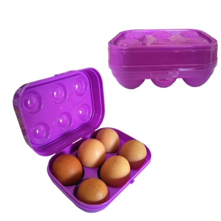 Kotak tempat penyimpanan telur egg tray box 6 lubang rondom colour