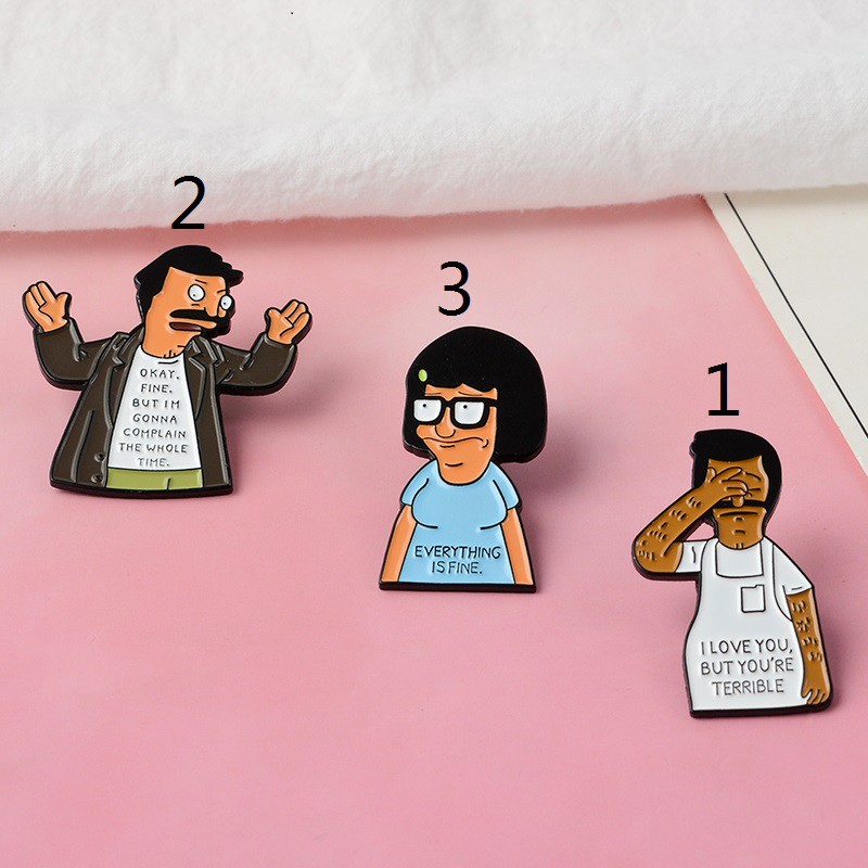 Bros Pin Enamel Desain Karakter Kartun Bob 's Burgers Untuk Anak