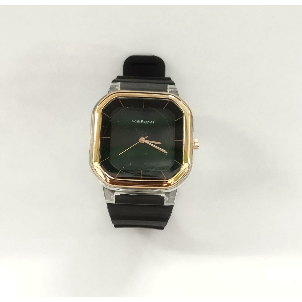⭐Bobastore⭐ JT036 jam wanita hosh poppies kotak rubber crono off type hp60-HITAM