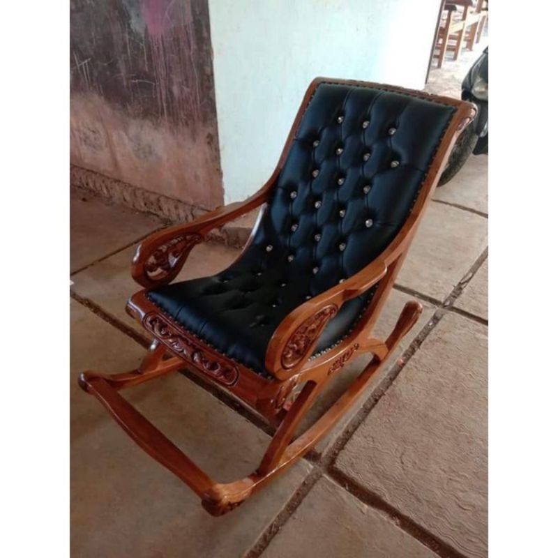 Kursi malas/kursi goyang kayu jati asli