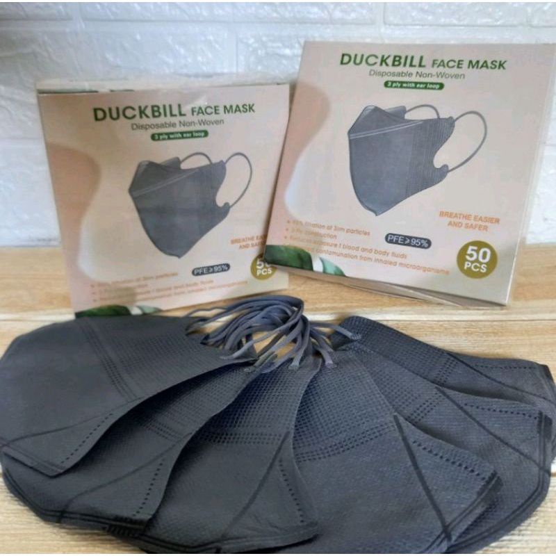 Masker Duckbill YNB Y&B Care 3Ply Isi 50 Pcs Warna Abu-Abu Tua
