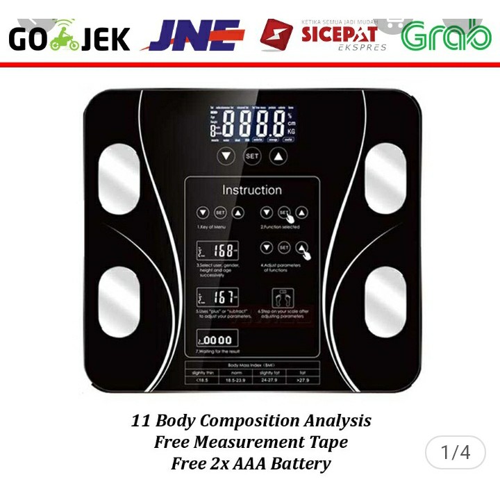 Timbangan digital monitor fat body fat bodyscale HITAM/PINK