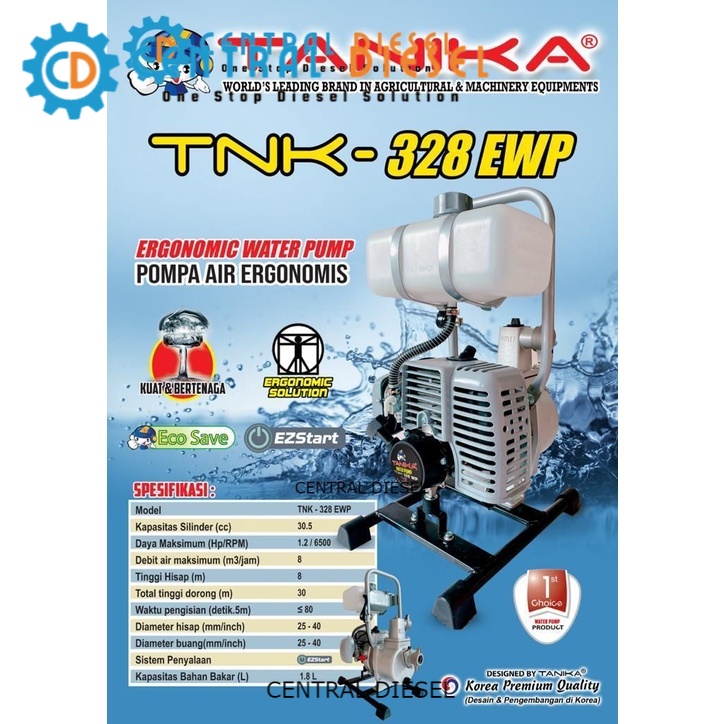 Waterpump/ Mesin pompa air bensin/ Mesin irigasi sawah Tanika TNK-328 EWP 1,5 inch