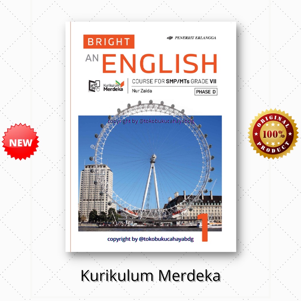 BUKU BRIGHT AN ENGLISH COURSE KURIKULUM MERDEKA KLS 7 8 9 - SMP/MTS ERLANGGA