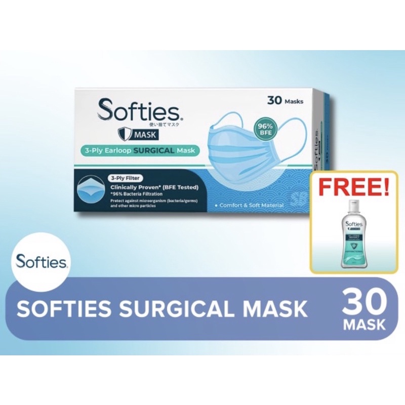 Softies Masker Surgical Earloop Isi 30 pcs