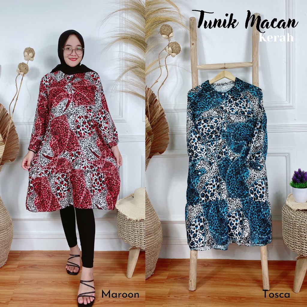 Zhelda Zarrah Kaktus Ayla Macan Tunik Rayon