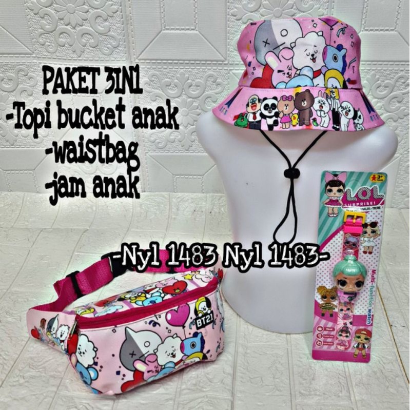 Tas Sekolah Anak Perempuan JAM TANGAN ANAK tas Selempang pundak anak karakter BT21 KOREA STYLE