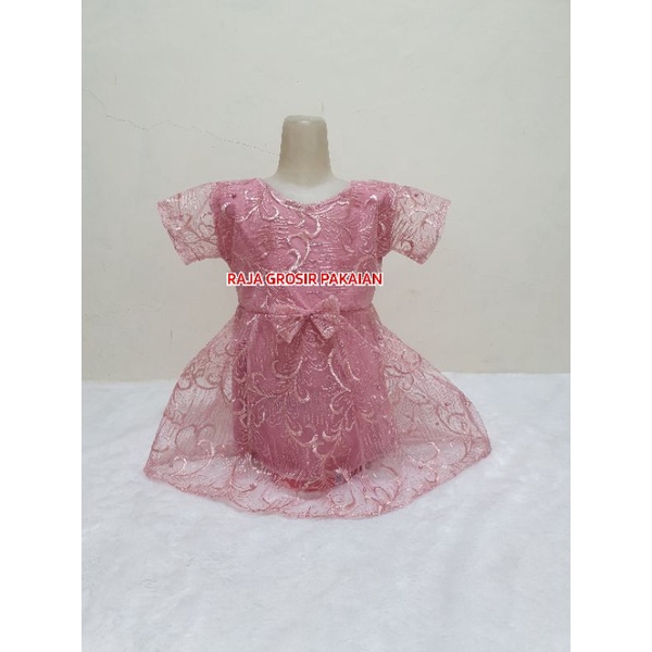 Dress Anak Full Brukat Lengan Pendek Usia 0-8 Thn / Bisa Pilih Warna / Dress Pesta Anak