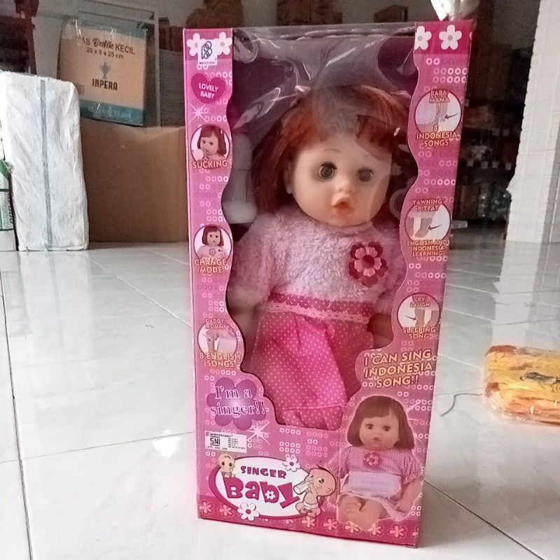 Mainan Boneka Cewek Merem Melek Fungsi bisa nyanyi dan belajar ukuran 40cm 808G7