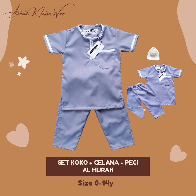 New Arrival SET KOKO AL HIJRAH (ABU LIST PUTIH) | Set Koko Anak Pakistan Bayi Balita by Alkhalifi