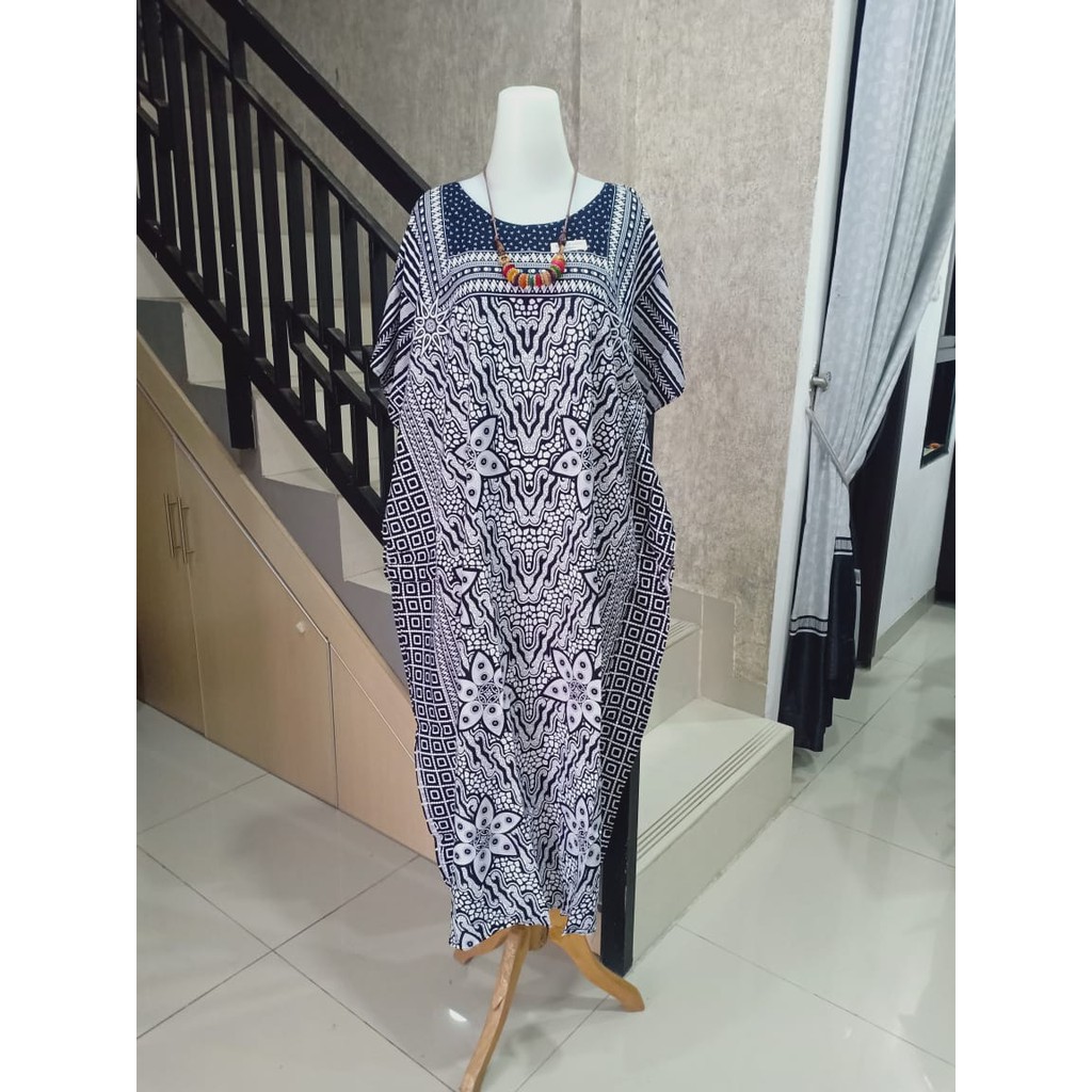 DASTER KELELAWAR HITAM PUTIH Motif Bunga V