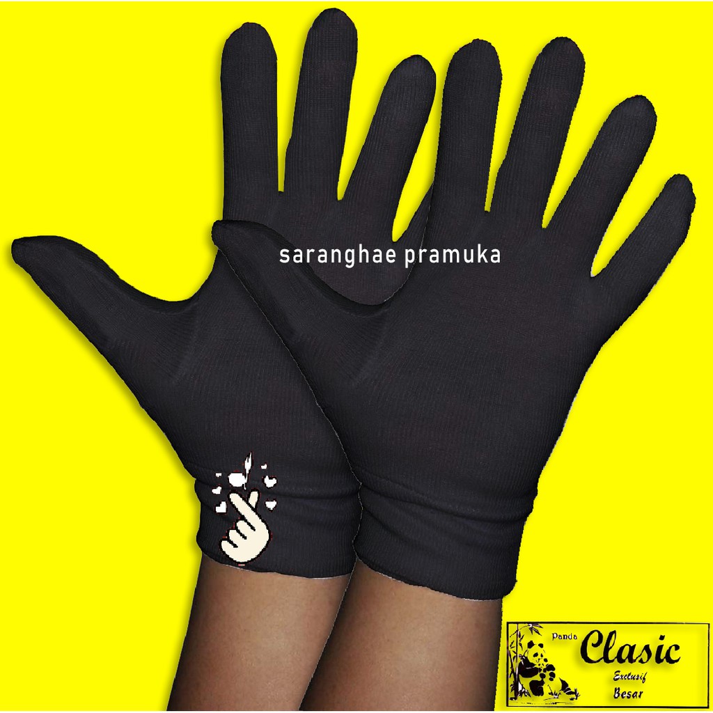 Sarung Kaos Tangan Paskibra Wedding Putih Hitam Kecil Tanggung Besar