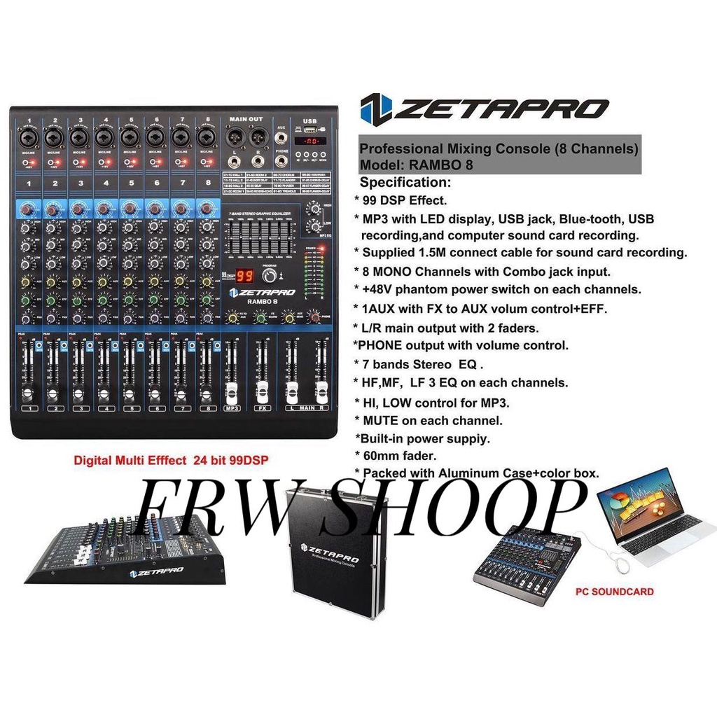 MIXER AUDIO ZETAPRO RAMBO 8 / ZETAPRO RAMBO8 ORIGINAL HARDCASE