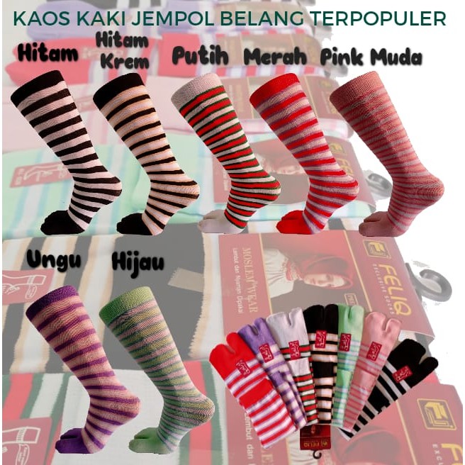 Kaos Kaki Jempol Muslimah Garis Salur Unisex Dewasa Pria Wanita